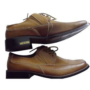 Wanjinge Shoes Mens Size 8 Brown Leather Lace-Up Dress laces square toe